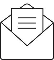 Letter in envelope vector line art illustration of