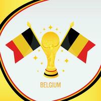 Gold Football Trophy Cup and Belgium Flag vector