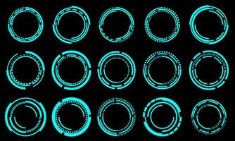 Set of sci fi blue circle user interface elements technology futuristic design modern creative on black background vector