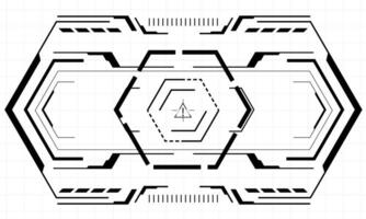 HUD sci-fi hexagon interface screen view black hexagon geometric design virtual reality futuristic technology creative display on white vector