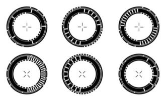 conjunto de ciencia fi negro circulo usuario interfaz elementos tecnología futurista diseño moderno creativo en blanco antecedentes vector