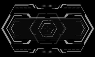 HUD sci-fi hexagon interface screen view white hexagon geometric design virtual reality futuristic technology creative display on black vector