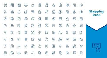 Big Set of Shopping icons. E-commerce icon collection. Online shopping thin line icons vector