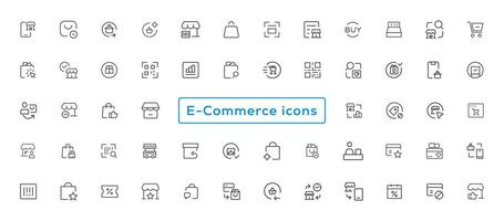 Set of Shopping icons. E-commerce icon collection. Online shopping thin line icons vector