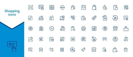 Big Set of Shopping icons. E-commerce icon collection. Online shopping thin line icons vector