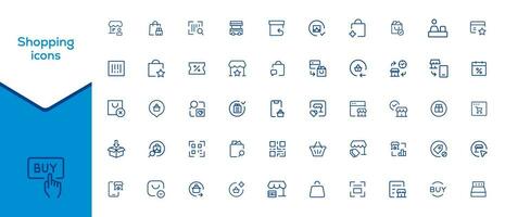 Big Set of Shopping icons. E-commerce icon collection. Online shopping thin line icons vector