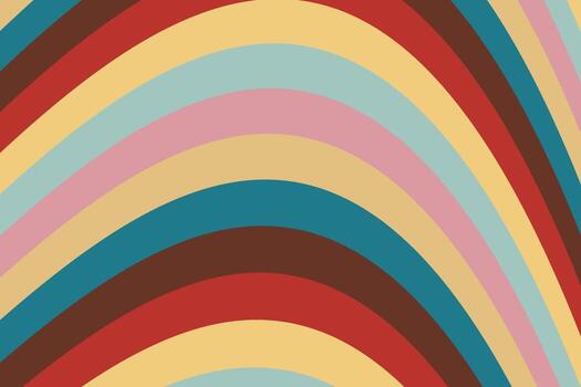 Retro groovy background. Abstract colourful wavy shapes design. Vector illustration