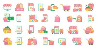 Set of e-commerce online shopping icons collection vector for marketplace business web and app. 3d icon vector collection