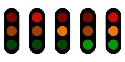 set traffic light icons from off to all on vector