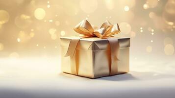 ai generative  Beautifully wrapped christmas gift, present in multiple colors with beautiful backgrounds to elevate them photo