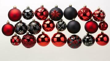 ai generative Festive Christmas Ornaments with intriguing color variations on a single color background photo