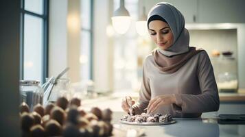 AI generated multy etjnic man and woman Baking, preparing festive dinner in modern kitchen with christmas decorations photo