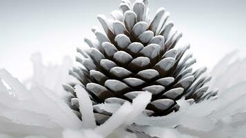 ai generative Close up shot of a frosty pine cone with ice photo