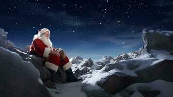 ai generative Santa stargazing on a clear night photo