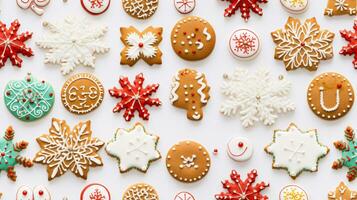 ai generativo sin costura modelo de realistik Navidad galletas con decoración foto