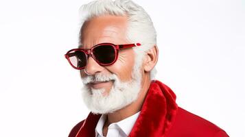 ai generative Close up portrait of cool hipster santa with shades, sunglasses photo