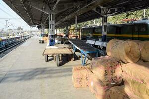 Amritsar, India, April 20 2023 - Amritsar railway station platform during morning time, Amritsar Railway station at Amritsar, Punjab railway station photo