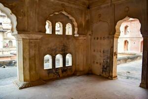 Beautiful view of Orchha Palace Fort, Raja Mahal and chaturbhuj temple from jahangir mahal, Orchha, Madhya Pradesh, Jahangir Mahal Orchha Fort in Orchha, Madhya Pradesh, Indian archaeological sites photo