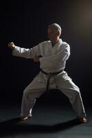 Senior man practicing karate photo