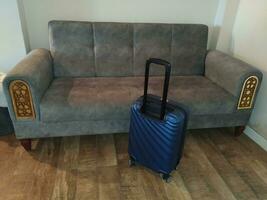 Luggage in the hotel room, ready to travel. Travel concept photo