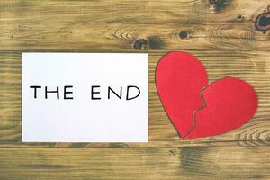 Image with text the end, breaking relationship concept. photo