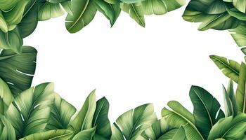 AI generated Banana leaf border template photo