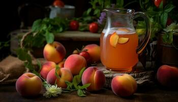 ai generado limonada, agrios fruta, menta hoja, hielo, refrescante verano bebida generado por ai foto