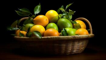 AI generated Freshness of citrus fruit, nature healthy eating, ripe and juicy generated by AI photo