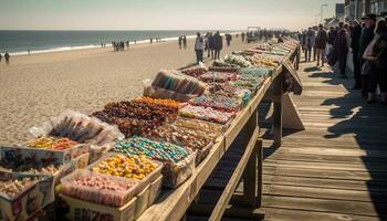 AI generated Outdoor market vendor selling fresh multi colored fruits generated by AI photo