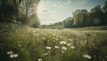 AI generated Nature beauty in sunset, plant, landscape, flower, and summer generated by AI photo