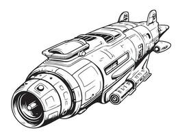 Spaceship retro sketch hand drawn Vector illustration Science