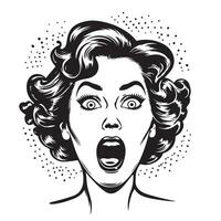 Head of screaming girl with wide open mouth, Vector sketch