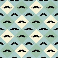Seamless vector pattern with black curly vintage retro gentleman's mustache on a checkered background.