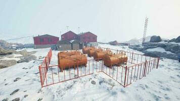 Antarctic research station in snow video