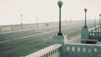 Old empty bridge on a foggy day video