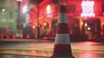 A traffic cone sitting on the side of a road video