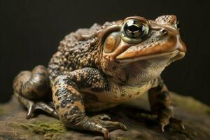 Brown toad closeup photo. Generate ai photo