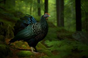 Capercaillie tetrao forest. Generate Ai photo