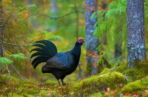 Capercaillie tetrao forest bird. Generate Ai photo