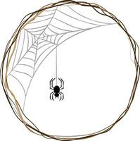 Spider web in circle frame vector illustration