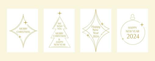 Modern minimalist elegant holiday greetings vector design, Merry Christmas and Happy New Year greeting cards, illustration concept background