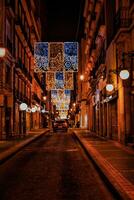 Christmas decorations at night in Alicante city photo