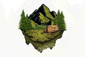 camping tent outdoor t shirt design illustration vector