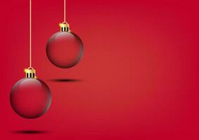 Red background with christmas balls vector image