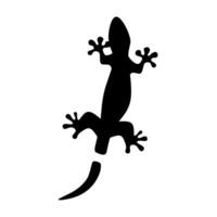 Vector silhouette of a lizard with a broken tail on a white background.