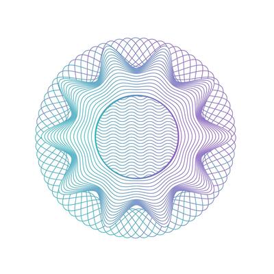Guilloche round Pattern Rosette for Banknotes, Certificate, Play Money or Other Security Papers. Linear Vector Illustration