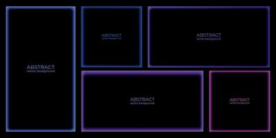Set of background, banner, poster with neon blurred frames minimalist style vector image