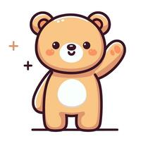 cute teddy bear waving hand vector