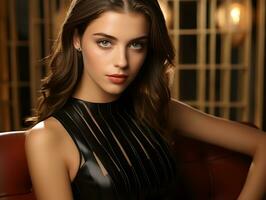 AI generated Portrait of a Beautiful Woman in a Stylish Trendy Fashion Bodycon Dress. Ai Generated photo