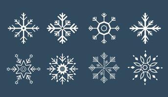 Group of four Vector snowflakes, white snow flakes on isolated background, soft snow for sping and winter concept templates